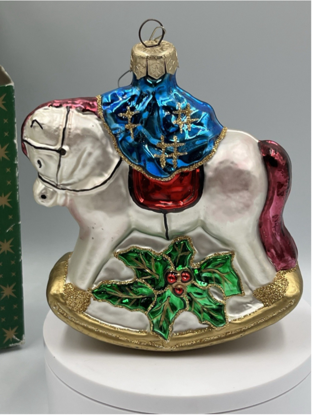 Rauch Glass Rocking Horse Christmas Ornament SO PRETTY , GREAT ADDITION , SEE AL